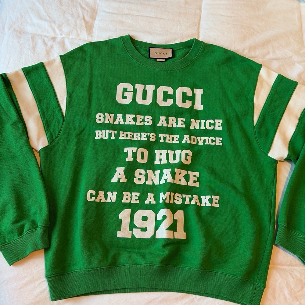 Gucci Green and White Crewneck Sweater